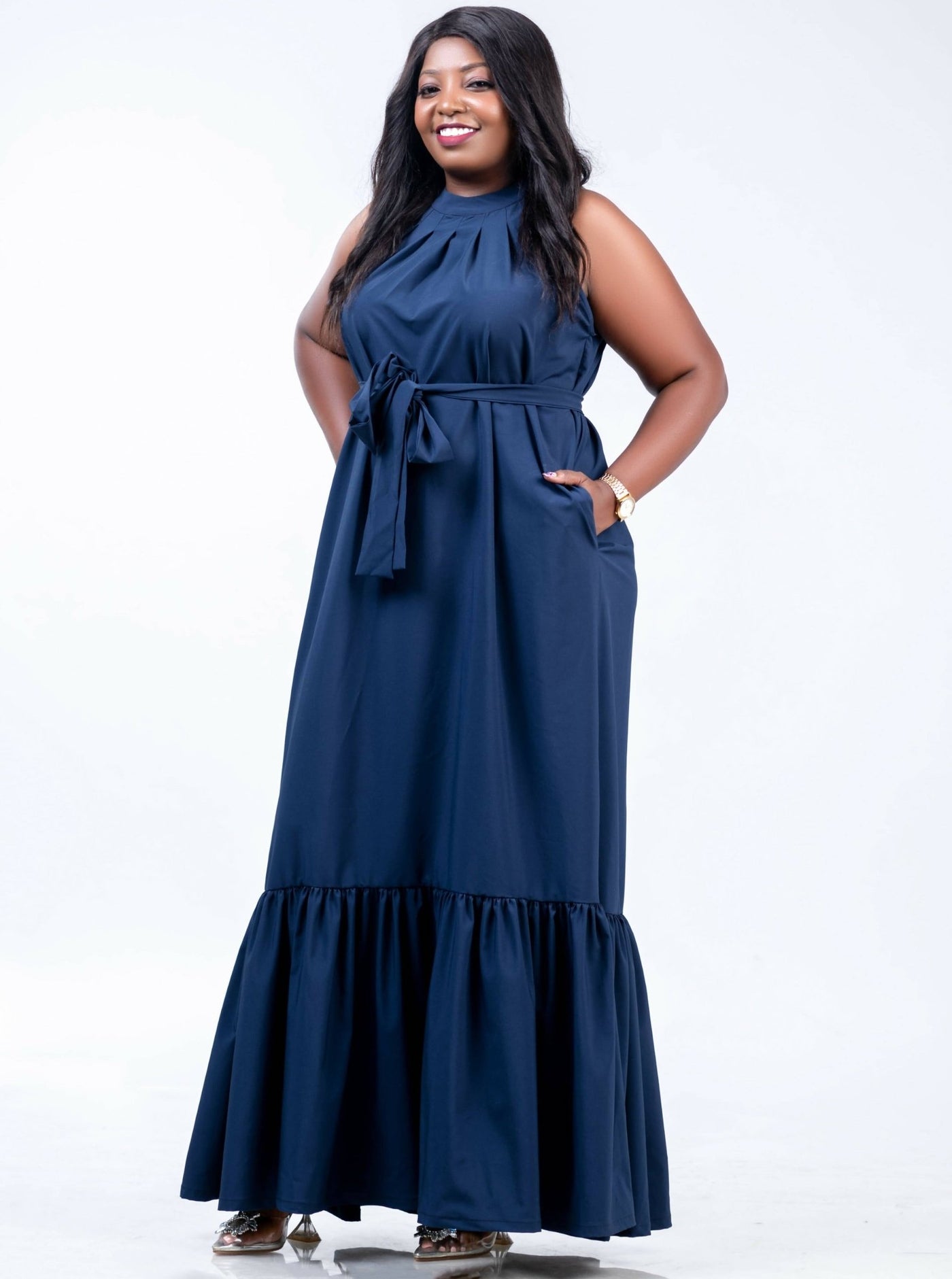 Magali Designs Halter Dress - Navy Blue - Shop Zetu Kenya