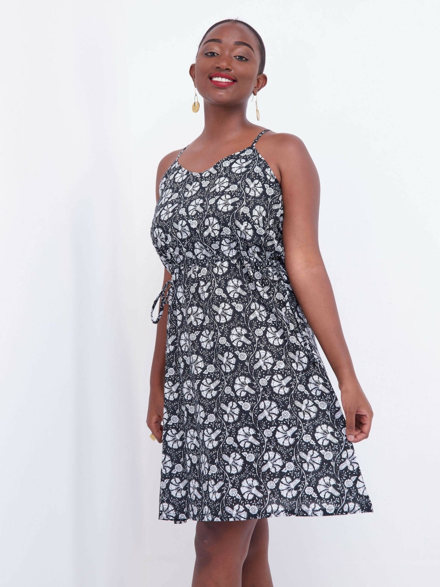 Mariam Couture Floral Sleeveless Short Dress - Black - Shop Zetu Kenya