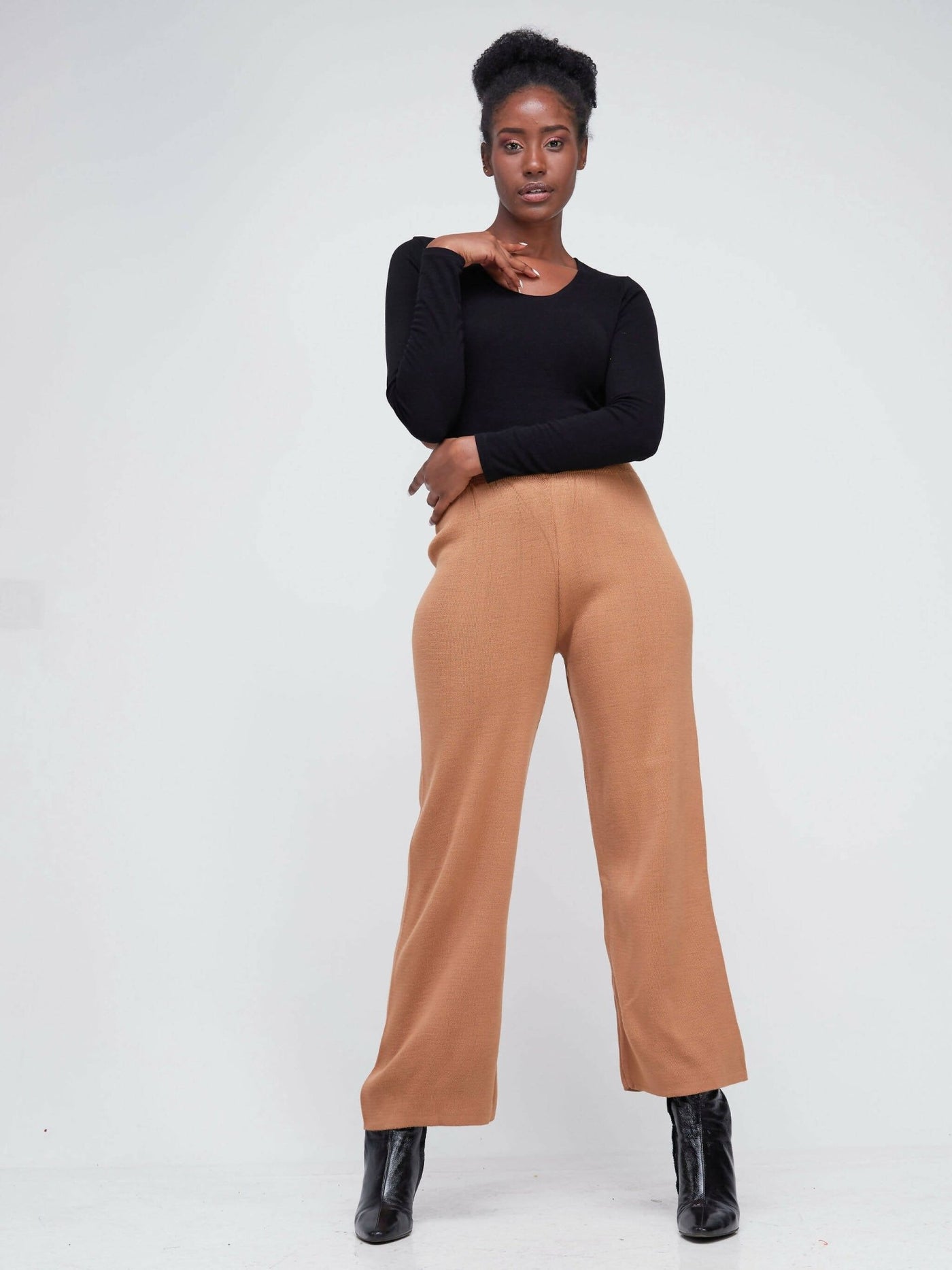 Infy Knit Wear Full Length Pants - Brown - Shopzetu