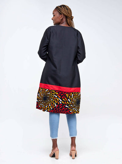 Da'joy Fashions Iliad Ankara Coat - Black