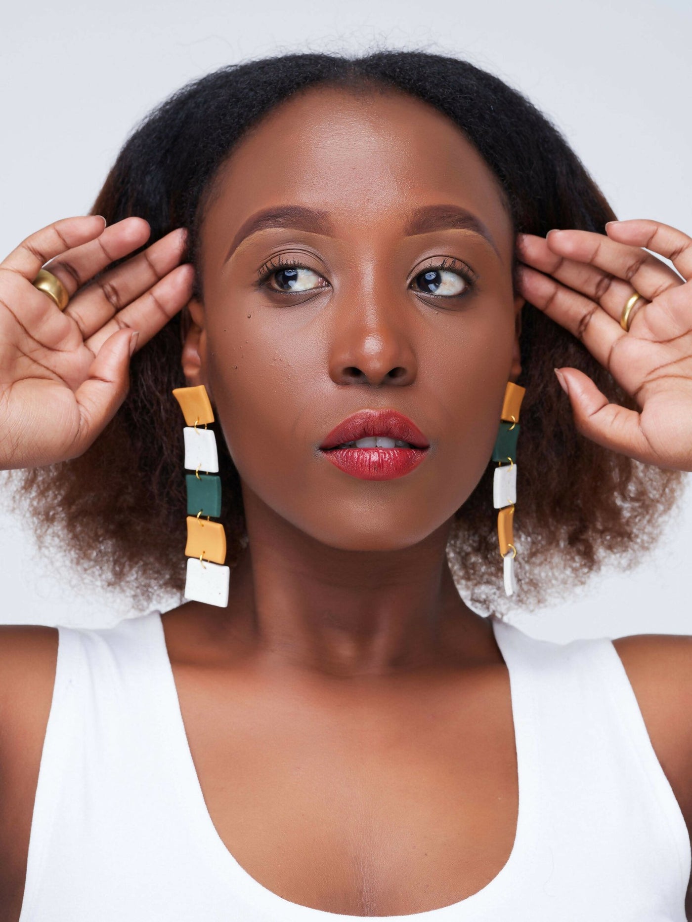 Nibui Ola Earrings Mustard/Green - Shop Zetu Kenya