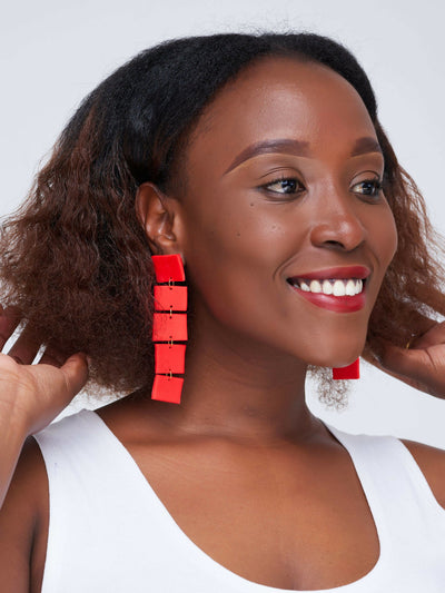 Nibui Ola Earrings Red - Shop Zetu Kenya