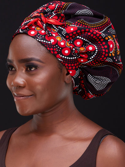 Nywele Chronicles Deo Bonnet - Red / Black Print - Shop Zetu Kenya