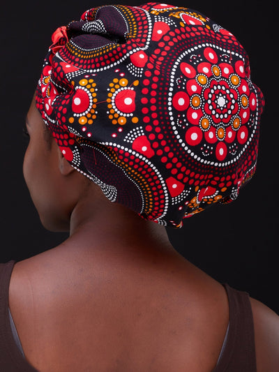 Nywele Chronicles Deo Bonnet - Red / Black Print - Shop Zetu Kenya