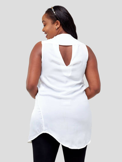 Waki Collections Dress Top With Back Detail - White - Shopzetu