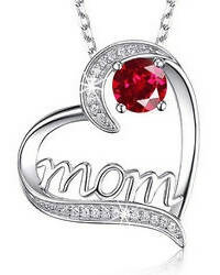 Slaks World Fashion Mom Pendant Necklace - Silver/Red - Shopzetu