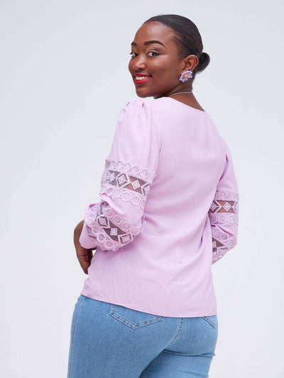 The Fashion Frenzy Laced Blouse - Purple