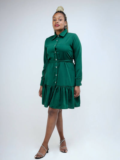 Phyls Collections Sheila Shirt Knee Length Dress - Green - Shop Zetu Kenya