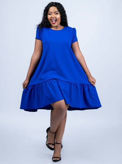 Plain Chic Aline Shift Dress - Blue - Shop Zetu Kenya