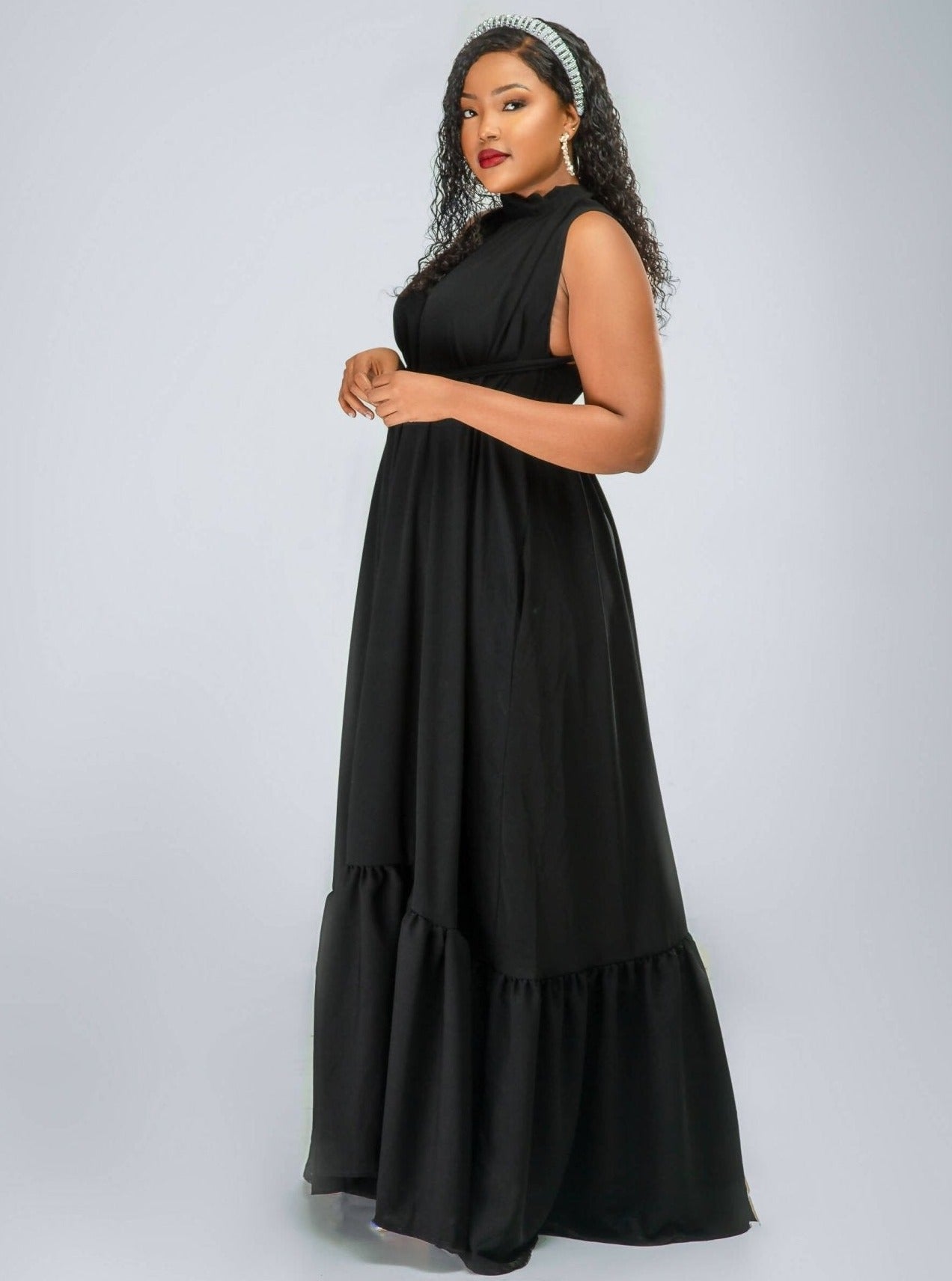 Plain Chic Turtleneck Maxi Dress - Black - Shop Zetu Kenya