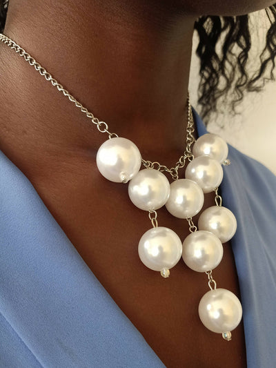 Xara Gems Glamour Necklace - White - Shopzetu