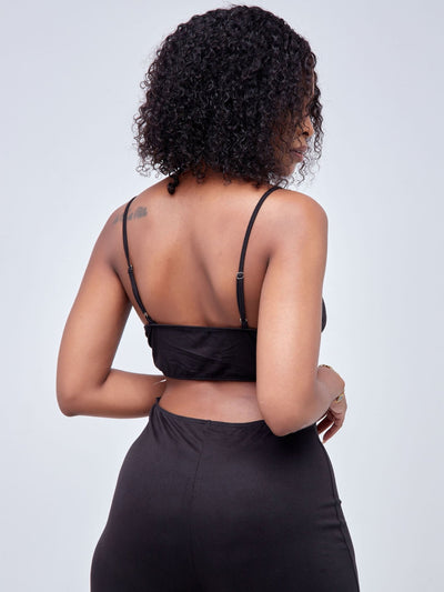 Popular 21 Cut Out Drawstring Jumpsuit - Black  - Shop Zetu Kenya