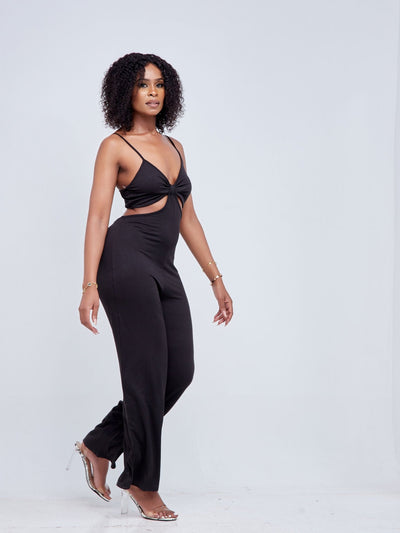 Popular 21 Cut Out Drawstring Jumpsuit - Black  - Shop Zetu Kenya