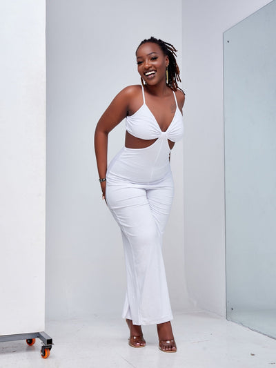 Popular 21 Cut Out Drawstring Jumpsuit  - White - Shop Zetu Kenya