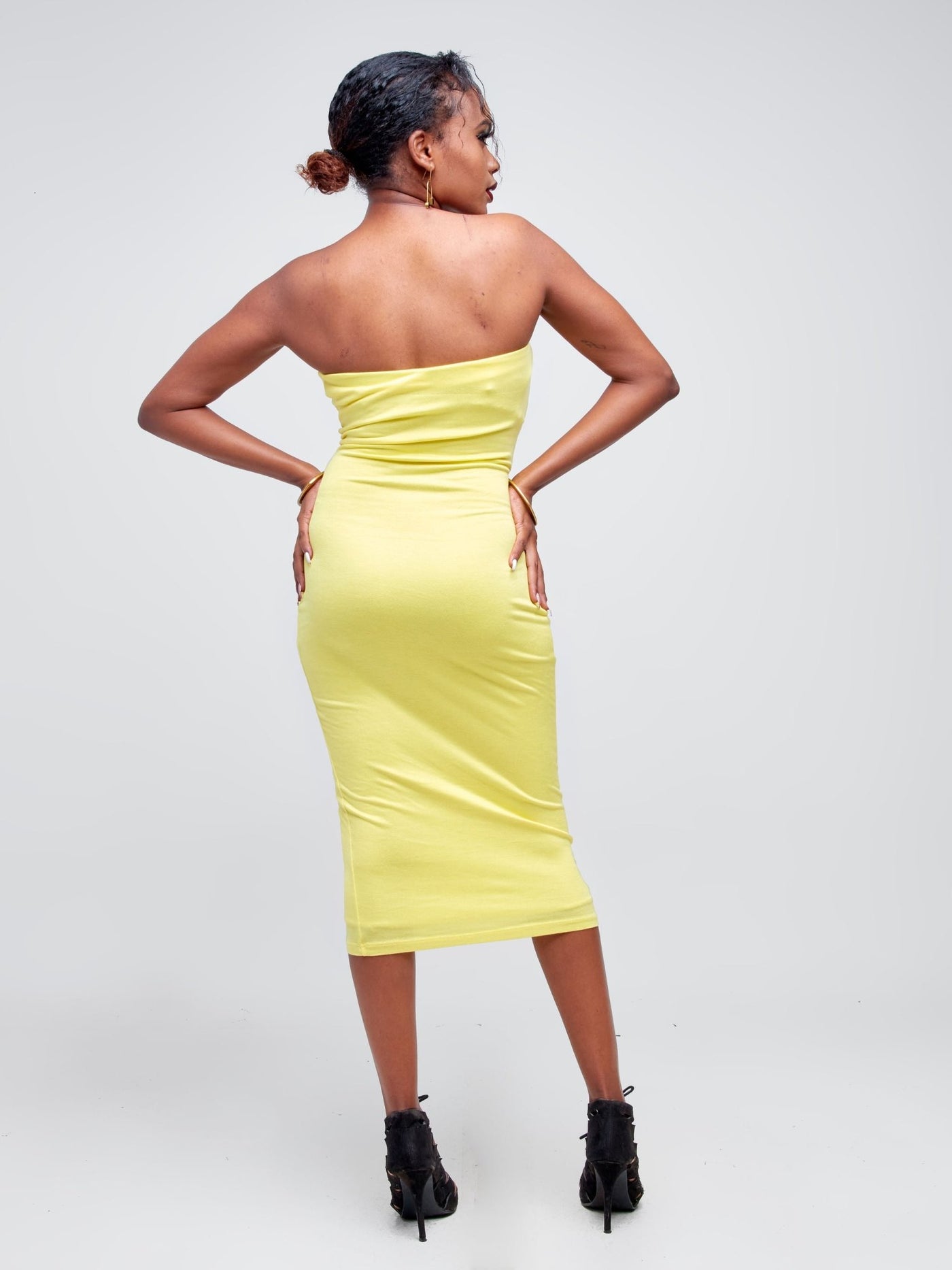 Popular 21 Double-Layered Tube Midi Dress - Lemon  - Shop Zetu Kenya