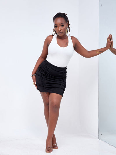 Popular 21 Ruched Mini Skirt - Black  - Shop Zetu Kenya