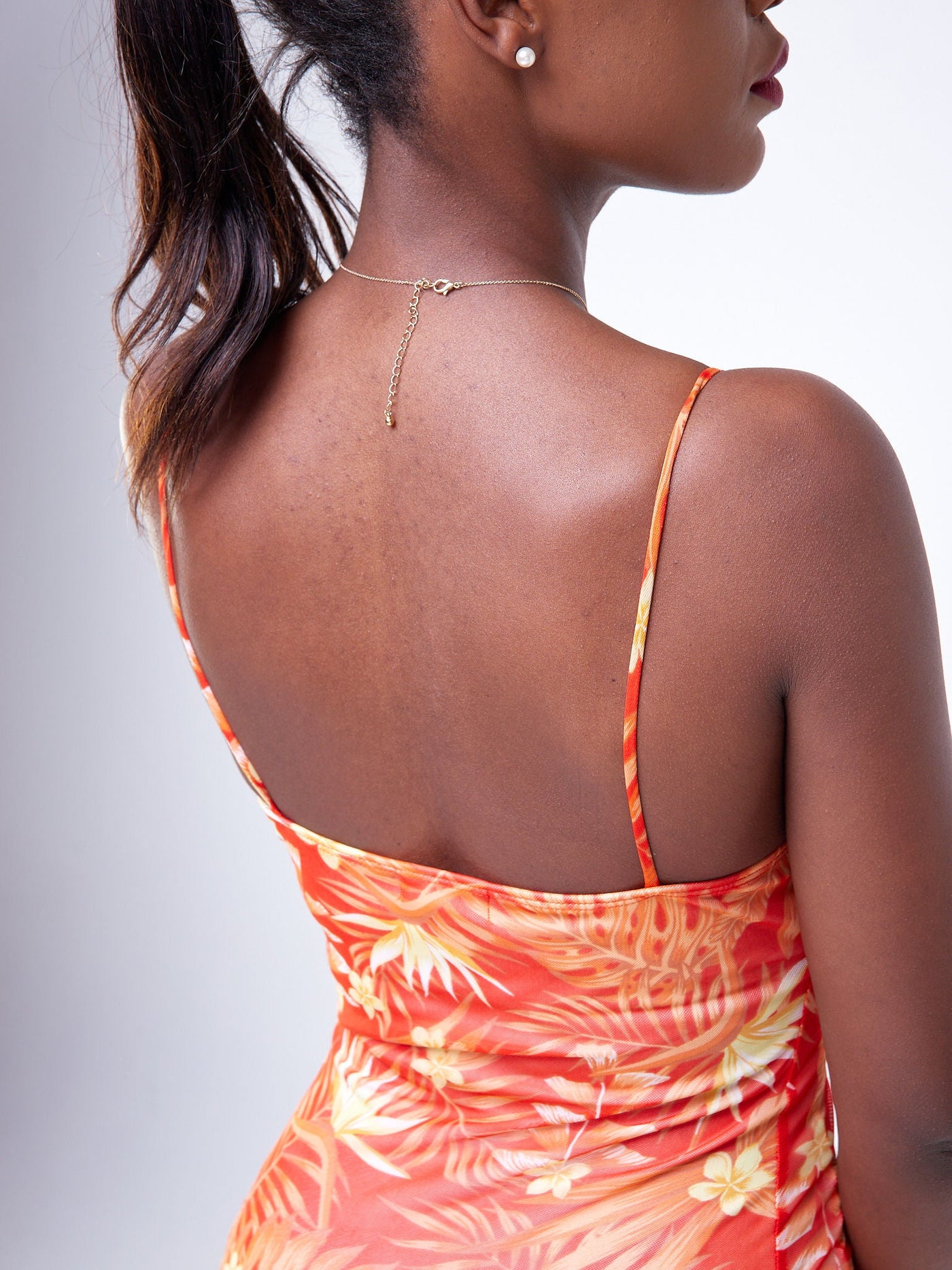 Popular 21 Ruching Tie Bust Seamed Cami Dress - Ayanna Orange Tropical - Shop Zetu Kenya