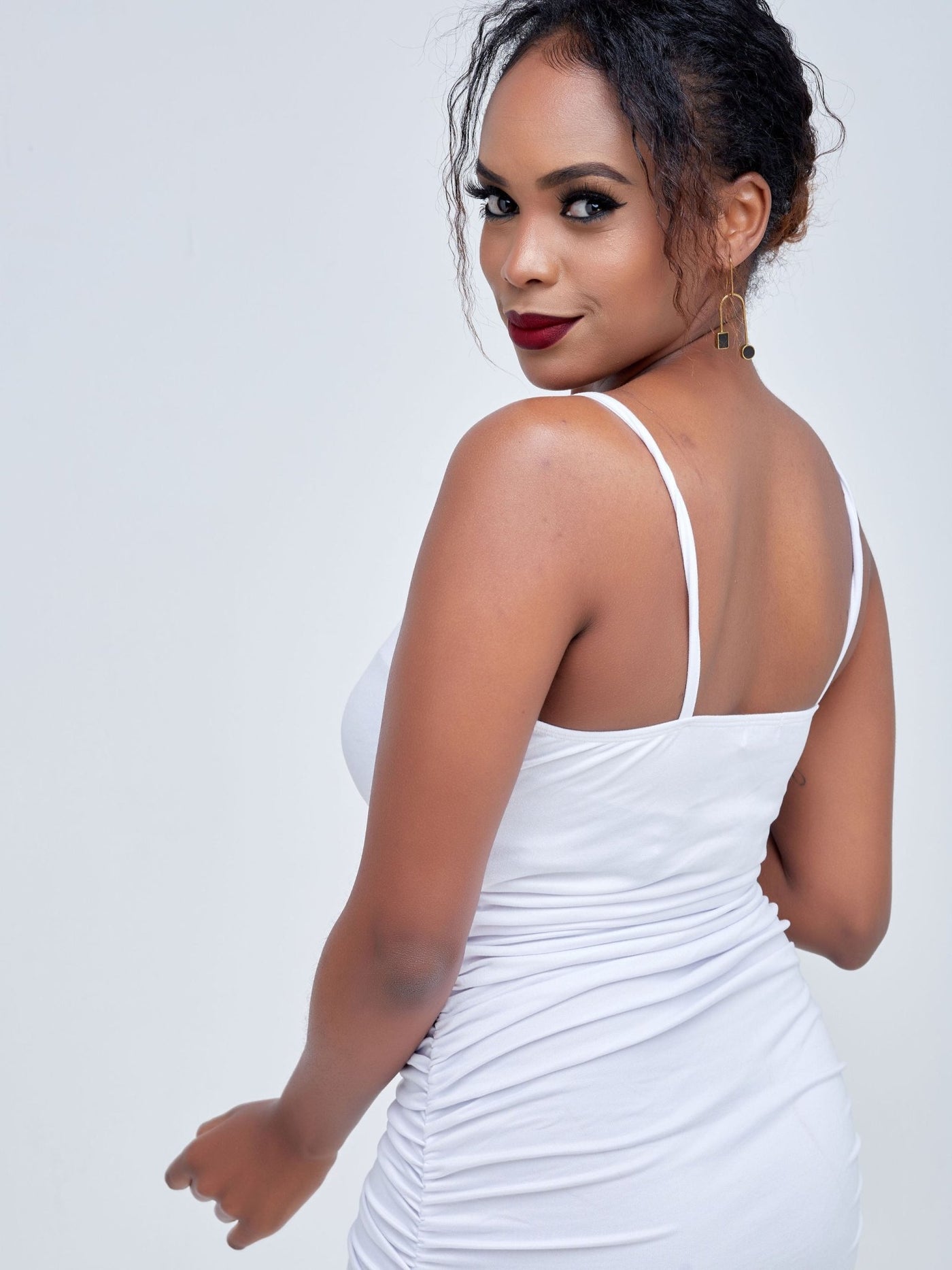 Popular 21 Side Ruched Dress  - White  - Shop Zetu Kenya
