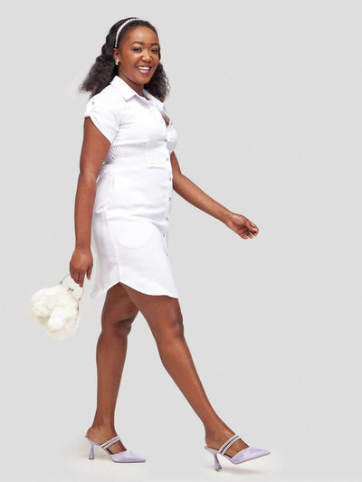 Jem Africa Mwikali Shirt Dress - White - Shopzetu