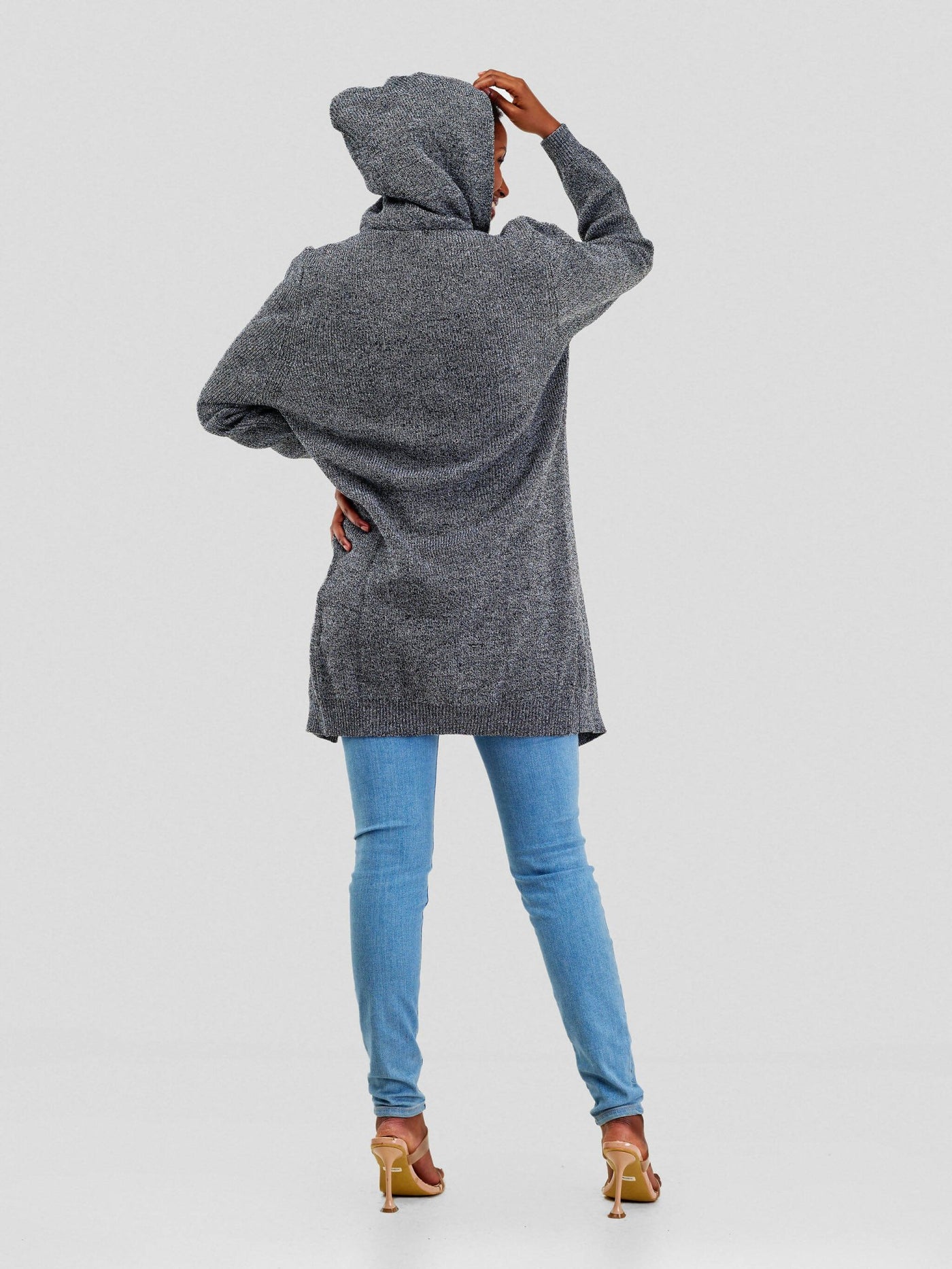 Anel's Knitwear Hooded Sweater - Grey - Shopzetu