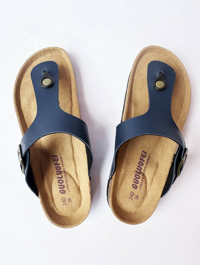 Foot Tadaah Comfortable & Quality Cork Sandals - Navy Blue - Shopzetu