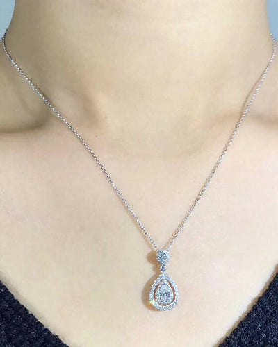 Slaks World Fashion Pear Design Pendant Necklace1 - Silver