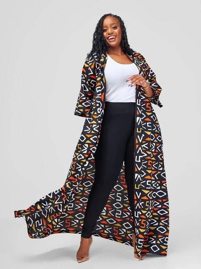 African Yuva Laska African Print Kimono - Black Print - Shopzetu