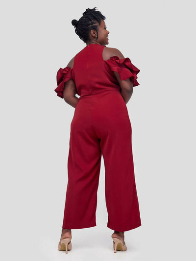 Jem Africa Waithera Culottes Jumpsuit - Maroon - Shopzetu