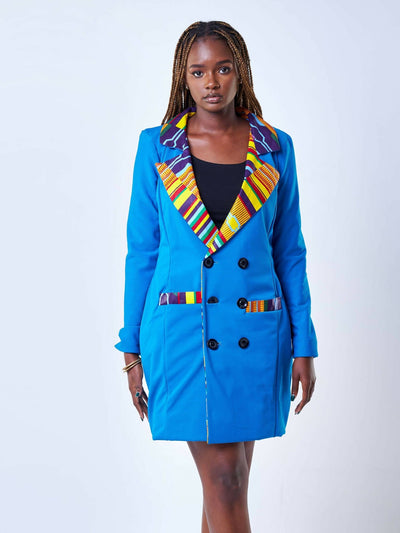 Da'joy Fashions Athena Coat Dress - Blue - Shopzetu