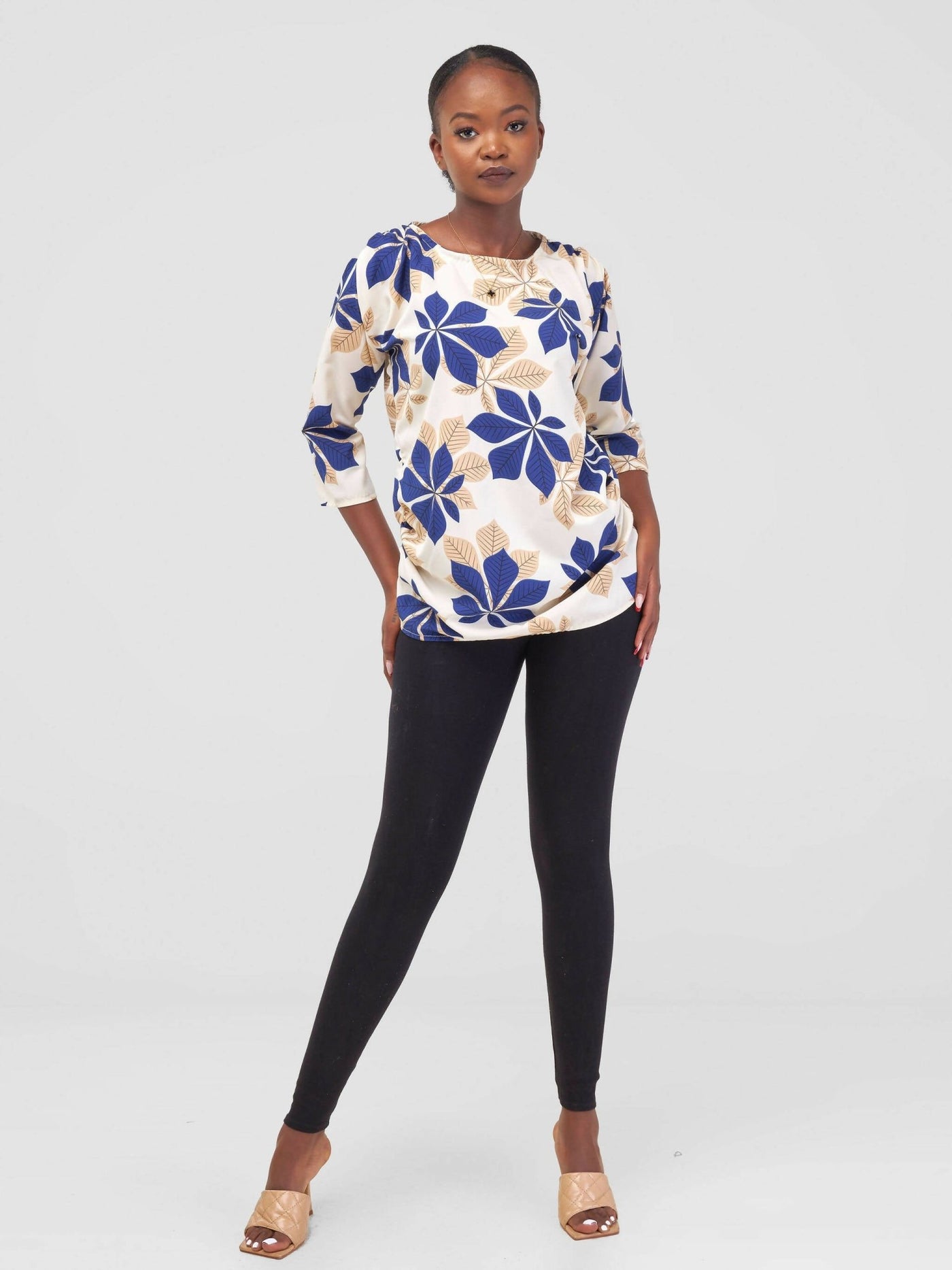 Timyt Urban Wear- Flora Chic Quarter Sleeved Top - Floral - Shopzetu