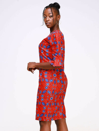 Ancestral House Africa Inspired Uwa Loose Dress - Red - Shopzetu