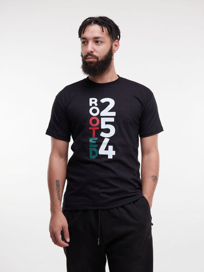 Rooted +254 Short Sleeved T-Shirt - Black - Shop Zetu Kenya