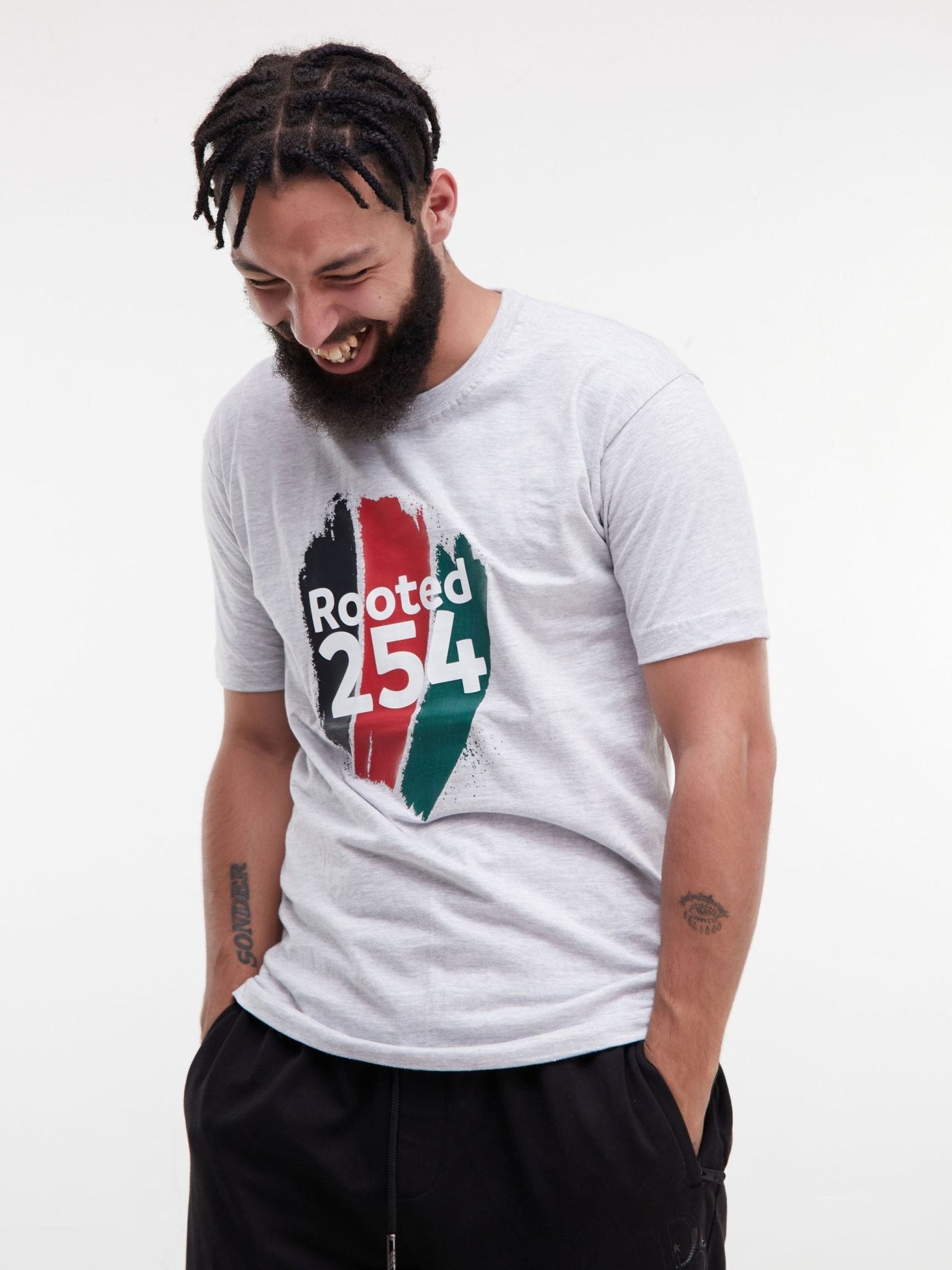 Rooted +254 Short Sleeved T-Shirt - Grey - Shop Zetu Kenya