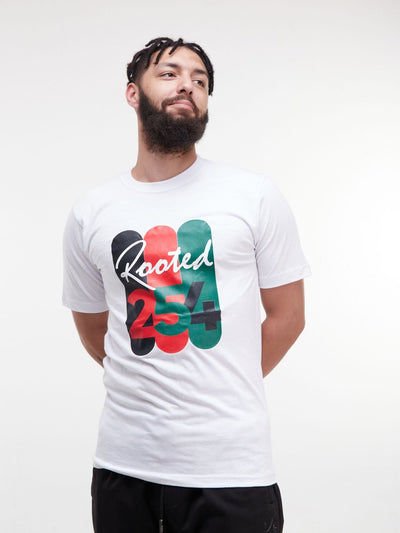 Rooted +254 Short Sleeved T-Shirt - White - Shop Zetu Kenya