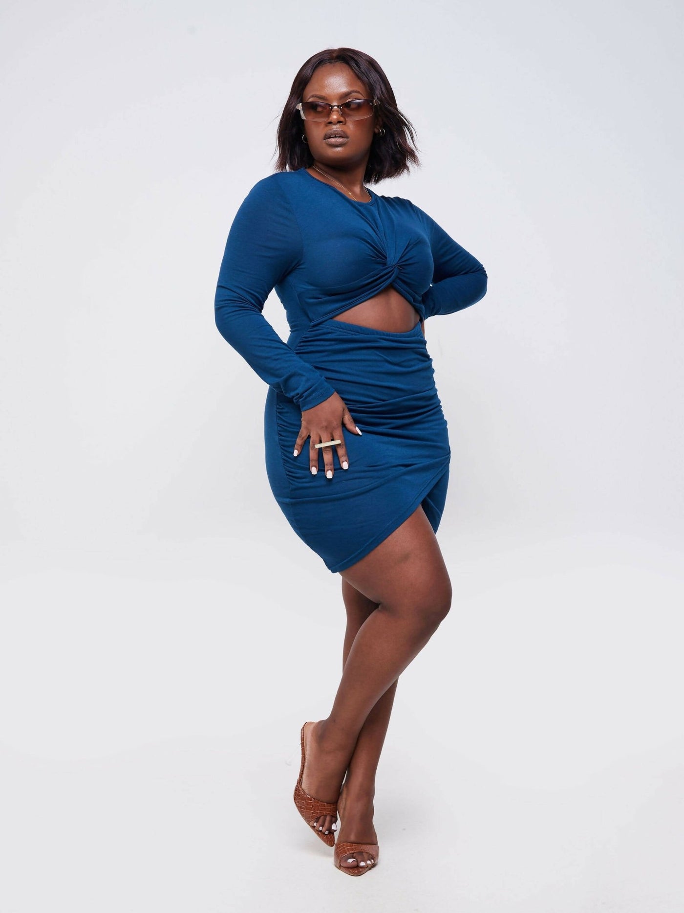 Exclusive Styles Sexy Mid Cut Out Dress - Blue - Shopzetu