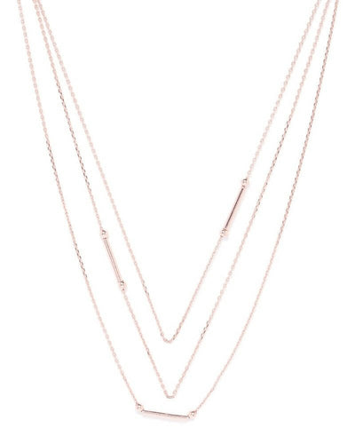 Slaks World Fashion Rose Gold-Plated 3 Layered Necklace - Rose Gold - Shopzetu
