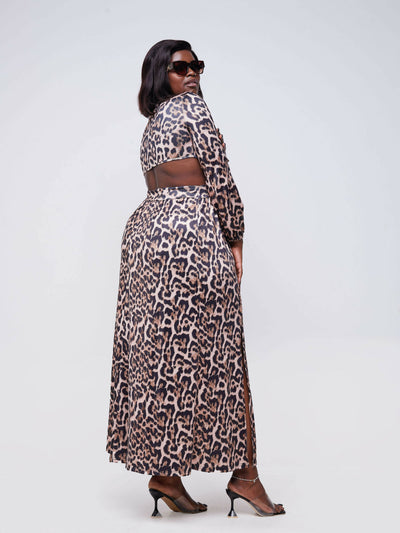 Exclusive Styles Cheetah Print Mid Cut Out Dress - Cheetah Print