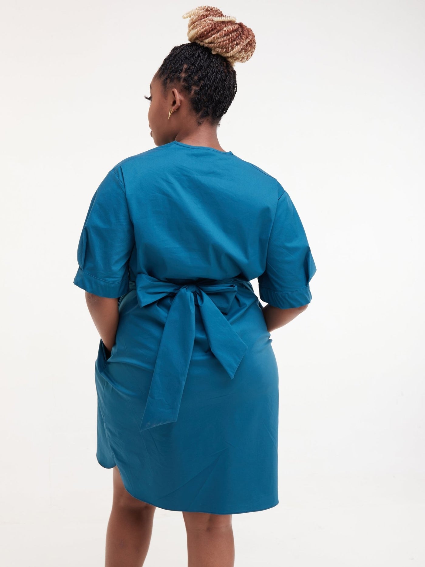 Safari Huru Short Sleeved Shirt Dress - Teal - Shop Zetu Kenya