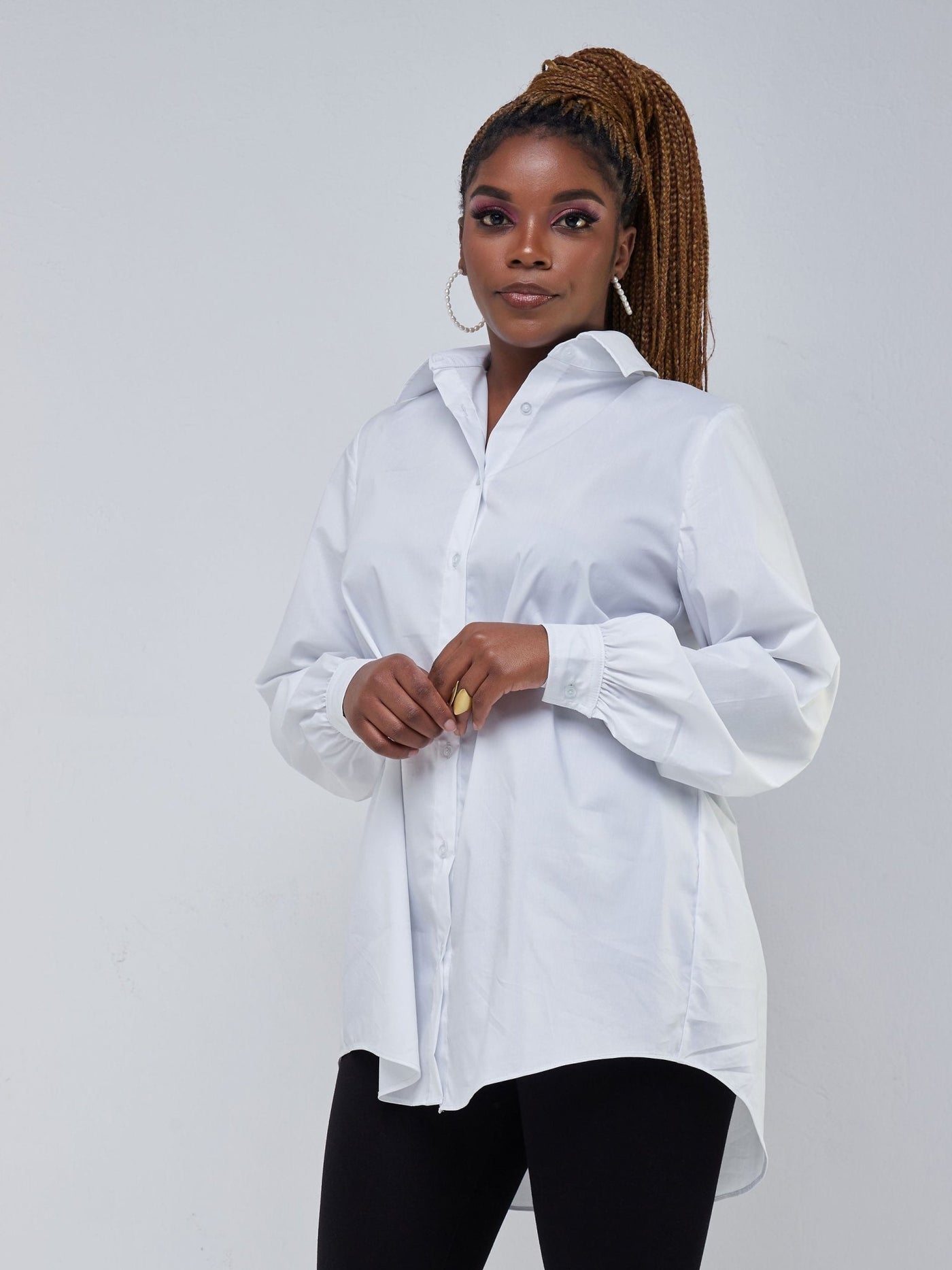 Safari Kaya Long Sleeve Collar Shirt - White - Shop Zetu Kenya