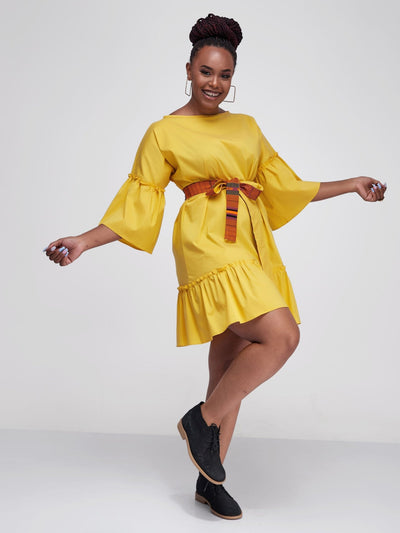 Safari Tawi Flounce Tent Dress - Mustard - Shop Zetu Kenya