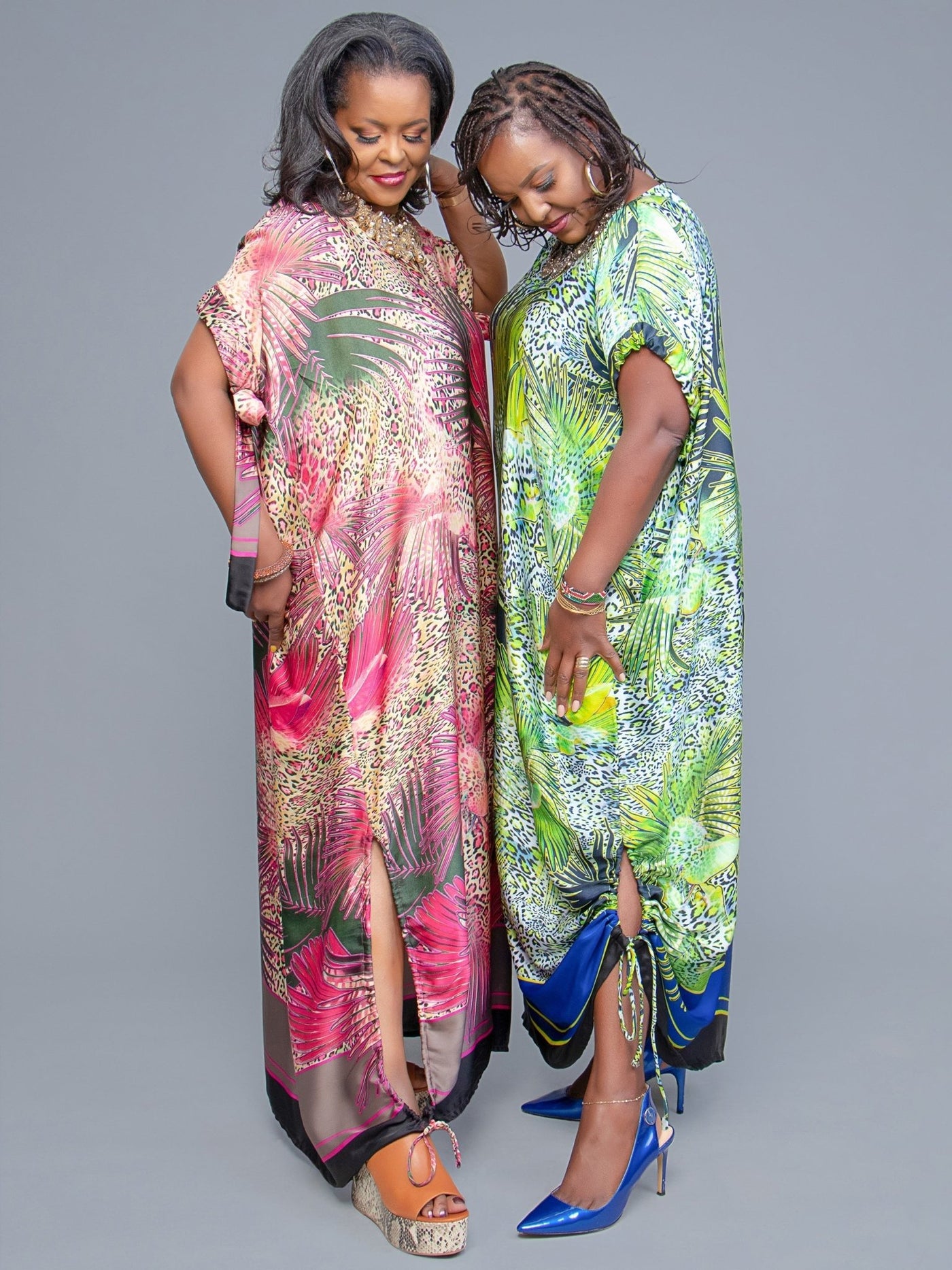 Sally Karago Silk Bubu Dress - Green Print - Shop Zetu Kenya