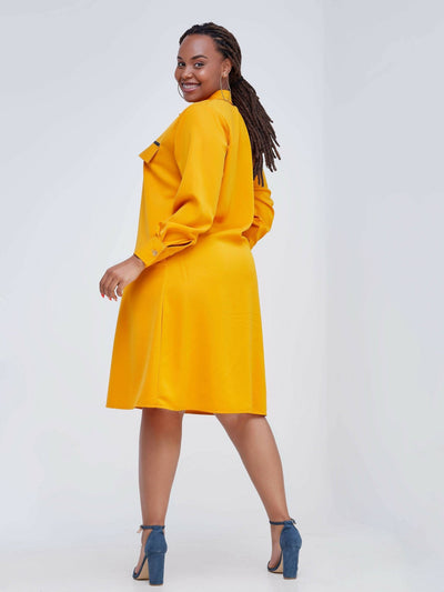 Salok Akini Mustard Shirt Dress - YELLOW - Shop Zetu Kenya