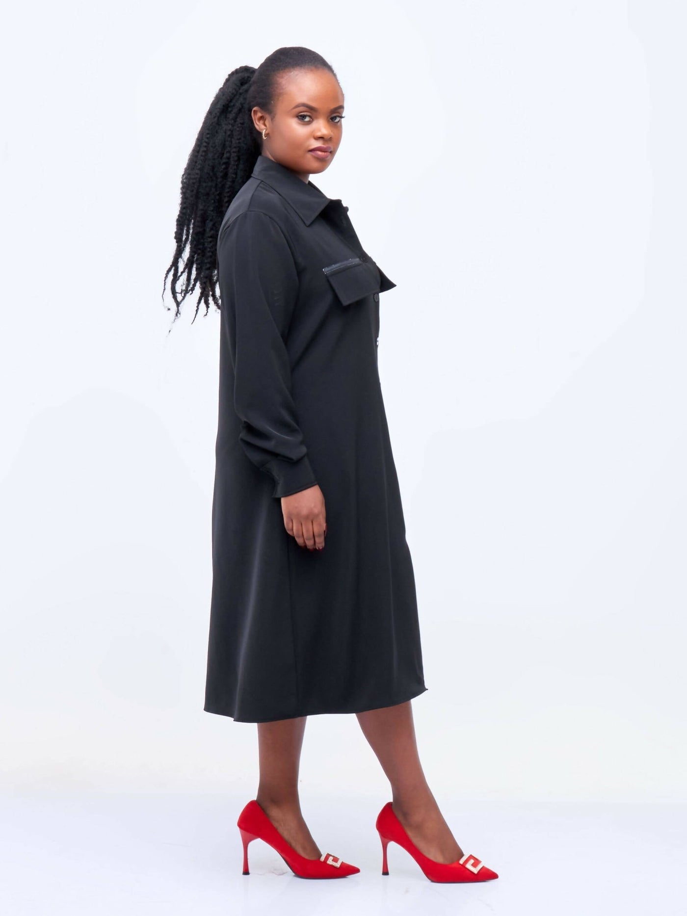 Salok Akini Shirt Dress- Black - Shop Zetu Kenya