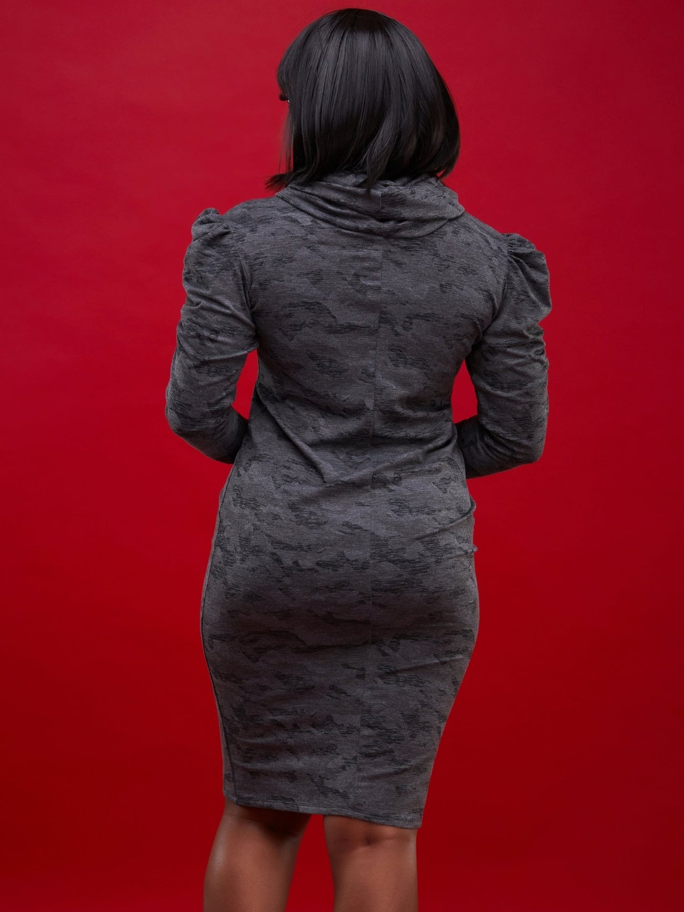 Salok Gaga Knee Length Dress - Grey Print - Shop Zetu Kenya