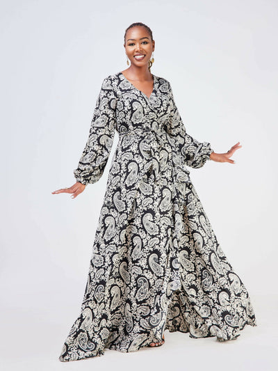 Salok Havilah Nanga Wrap Maxi Dress - Black - Shop Zetu Kenya