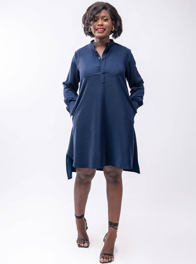 Salok Mani Shift Dress - Navy blue - Shop Zetu Kenya