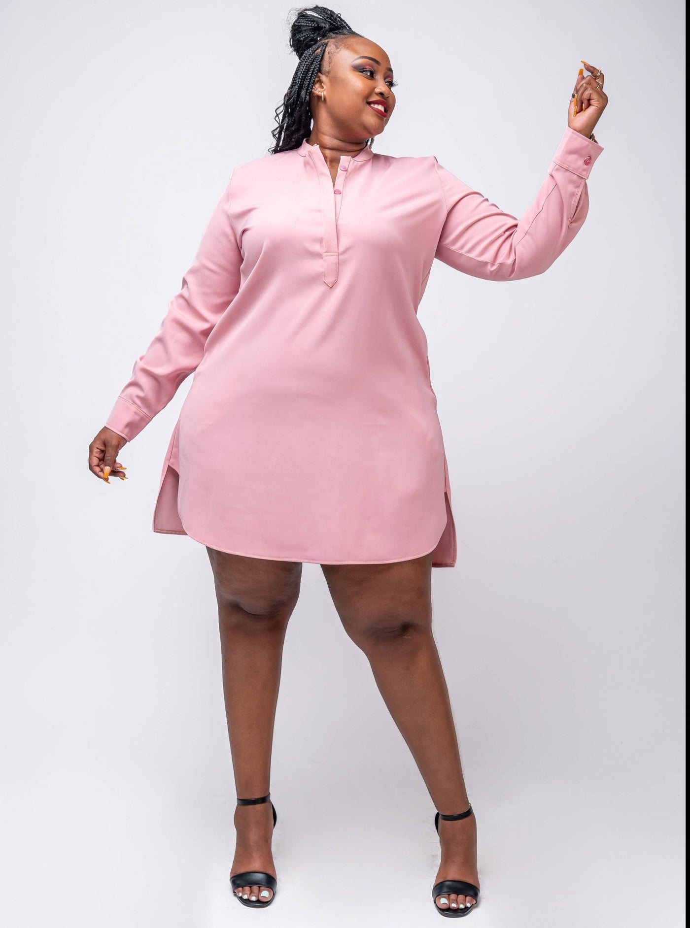 Salok Mani Shift Dress - Pink - Shopzetu