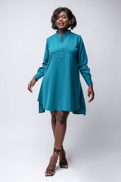 Salok Mani Shift Dress -Teal - Shop Zetu Kenya