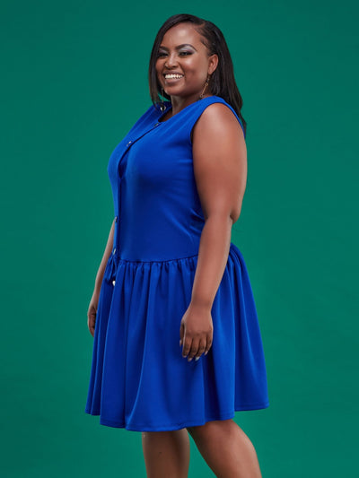 Salok Nellie Knee Length Dress - Blue - Shop Zetu Kenya