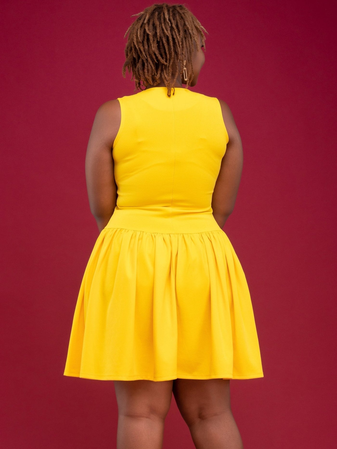 Salok Nellie Knee Length Dress - Yellow - Shopzetu